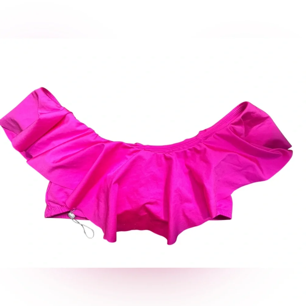 TRINA TURK pink Monaco Off-The-Shoulder Ruffle Bandeau Bikini Swim Top sz 6 NWOT - Picture 2 of 10